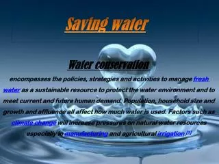 Saving water
