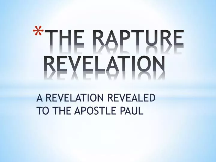 the rapture revelation