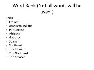 Word Bank (Not all words will be used.)