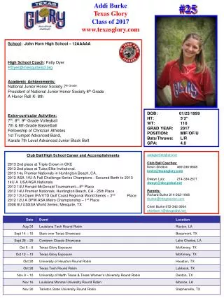 Addi Burke Texas Glory Class of 2017 www.texasglory.com