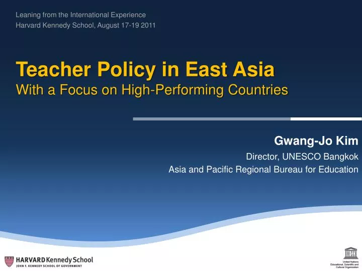 teacher policy in east asia with a focus on high performing countries