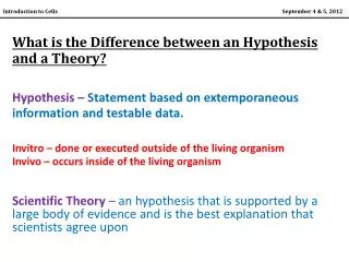 What is the Difference between an Hypothesis and a Theory?
