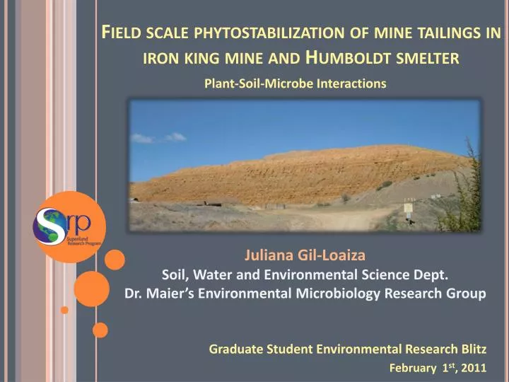 field scale phytostabilization of mine tailings in iron king mine and humboldt smelter