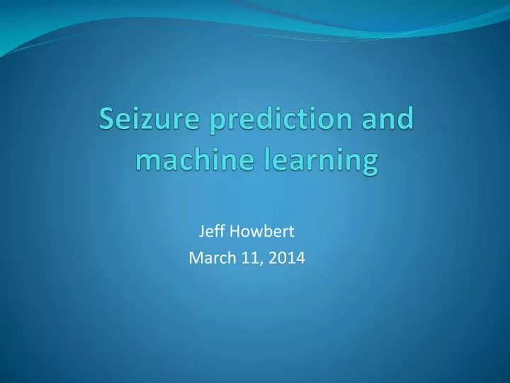 seizure prediction and machine learning