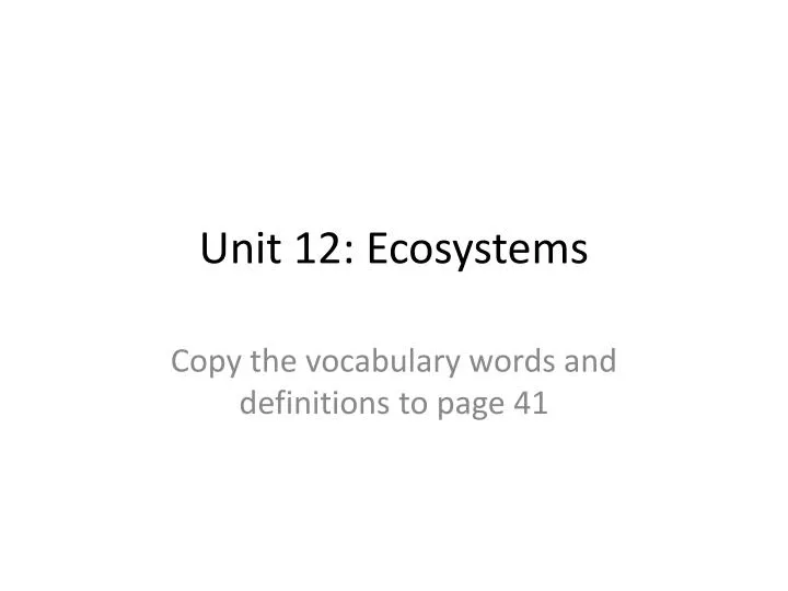 unit 12 ecosystems