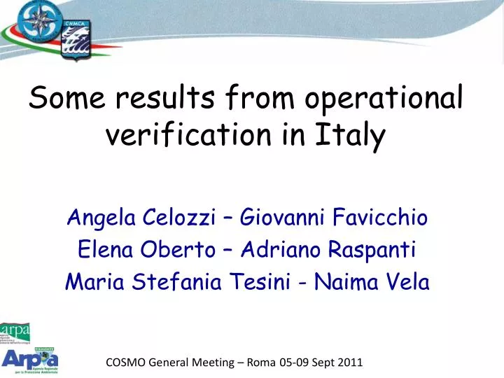 some results from operational verification in italy