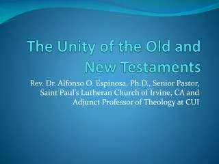 The Unity of the Old and New Testaments