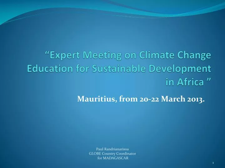 expert meeting on climate change education for sustainable development in africa
