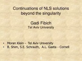 Continuations of NLS solutions beyond the singularity Gadi Fibich Tel Aviv University ff