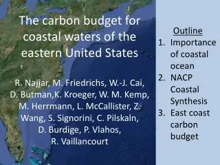 Outline Importance of coastal ocean NACP Coastal Synthesis East coast carbon budget