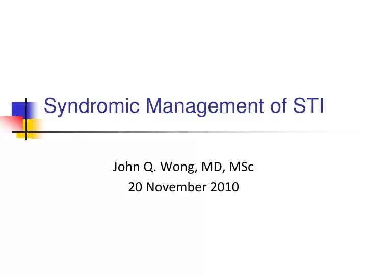 syndromic management of sti