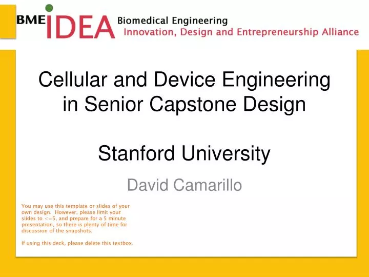 cellular and device engineering in senior capston e design stanford university