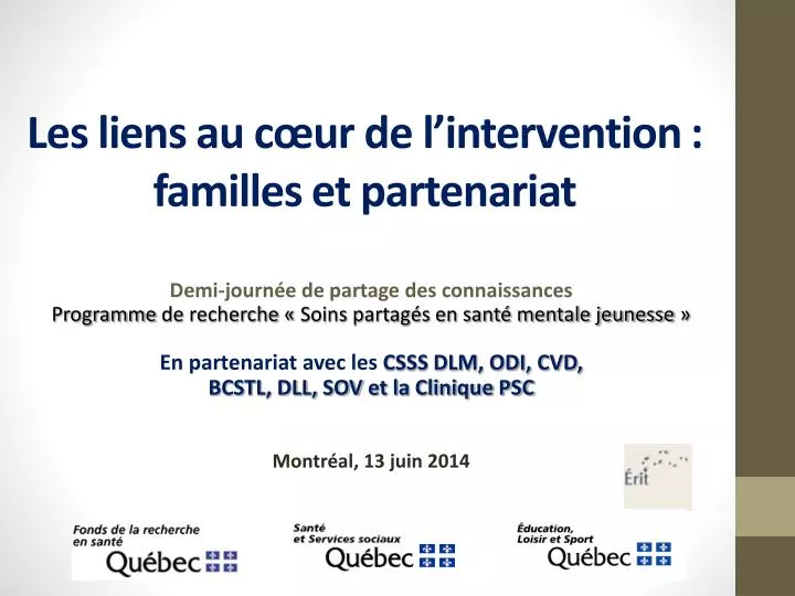 les liens au c ur de l intervention familles et partenariat