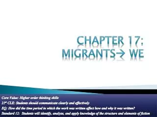 Chapter 17: Migrants ? We