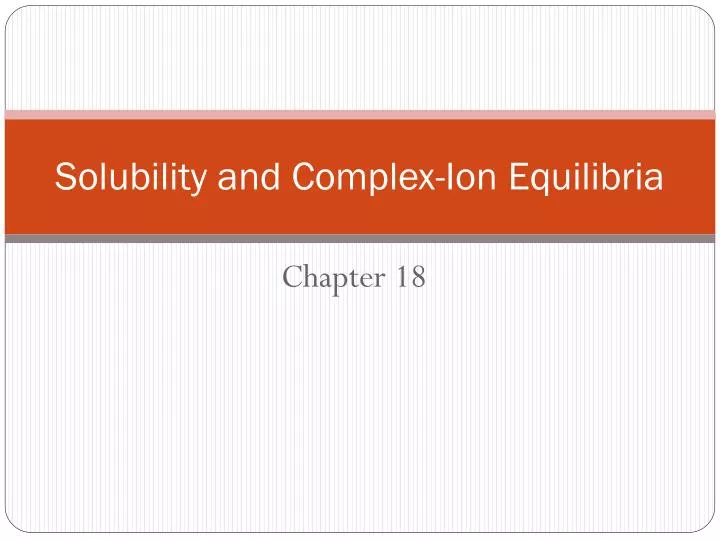 solubility and complex ion equilibria
