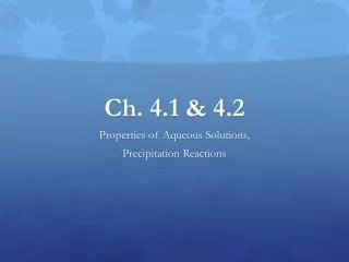 Ch. 4.1 &amp; 4.2