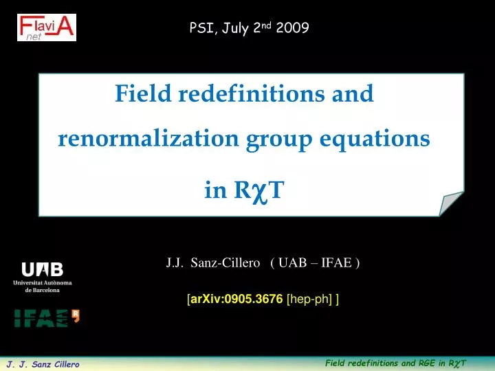 field redefinitions and renormalization group equations in r c t