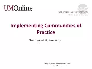 Implementing Communities of Practice