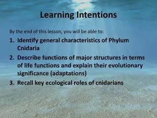 Learning Intentions