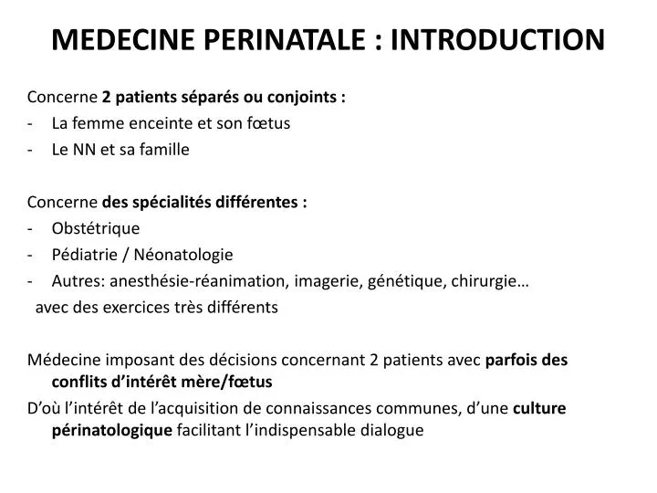 medecine perinatale introduction