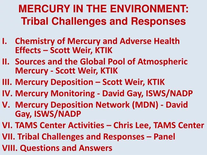 mercury in the environment tribal challenges and responses