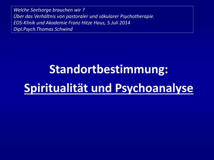 standortbestimmung spiritualit t und psychoanalyse