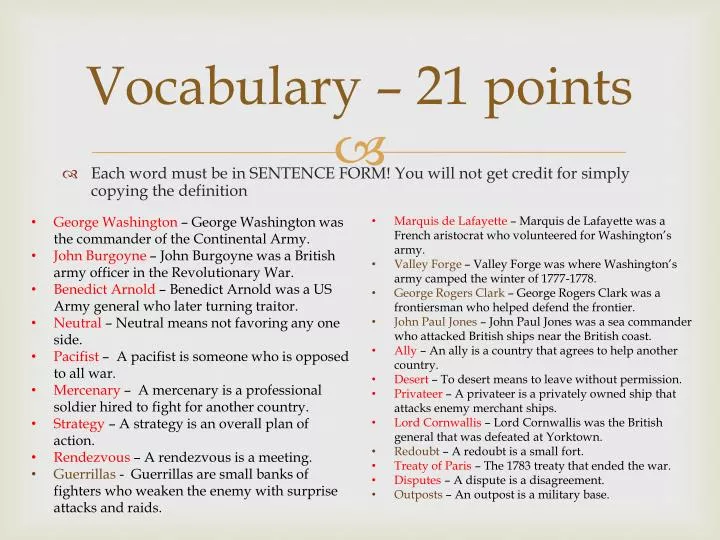 vocabulary 21 points