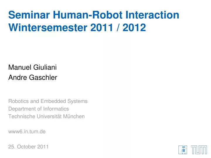 seminar human robot interaction wintersemester 2011 2012