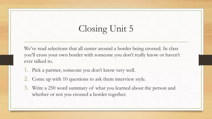 closing unit 5