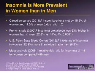 Insomnia is More Prevalent in Women than in Men