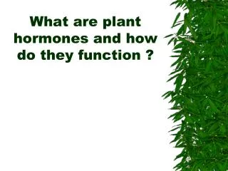What are plant hormones and how do they function ?