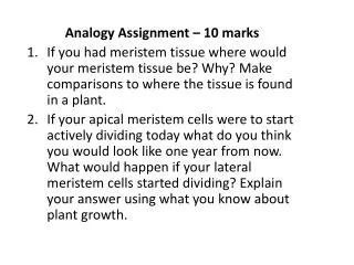 Analogy Assignment – 10 marks
