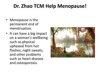 Dr. Zhao TCM Help Menopause!