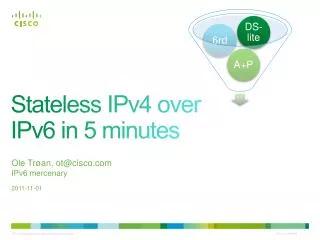 Stateless IPv4 over IPv6 in 5 minutes