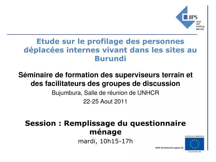 etude sur le profilage des personnes d plac es internes vivant dans les sites au burundi