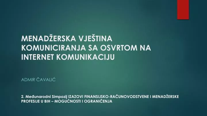 menad erska vje tina komuniciranja sa osvrtom na internet komunikaciju