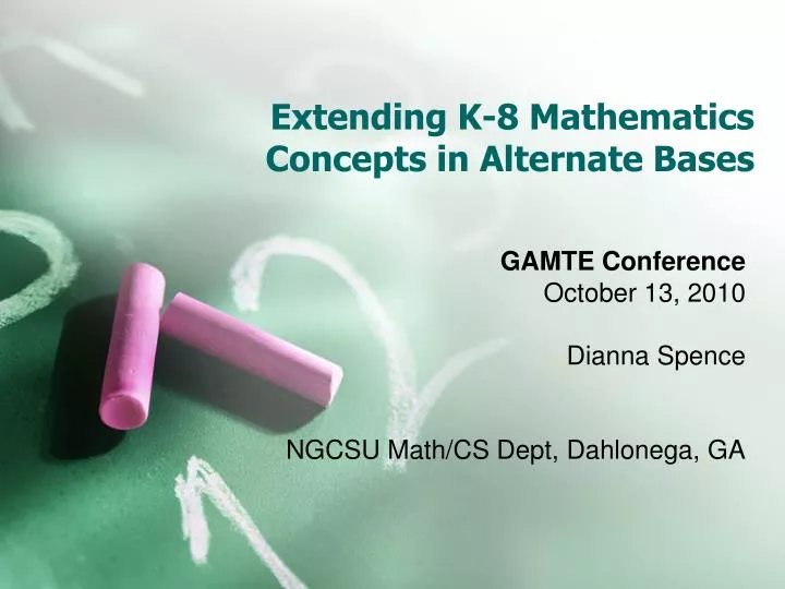 extending k 8 mathematics concepts in alternate bases