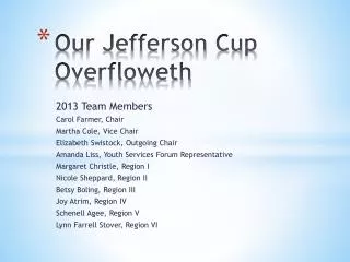 Our Jefferson Cup Overfloweth