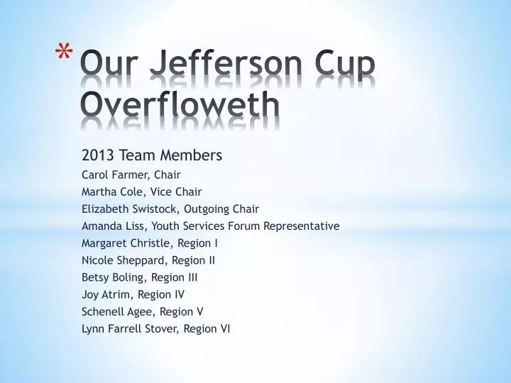 our jefferson cup overfloweth