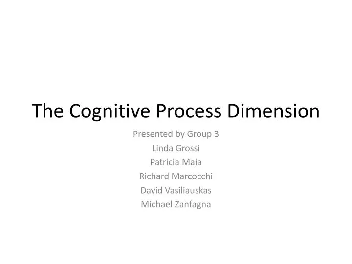 the cognitive p rocess dimension
