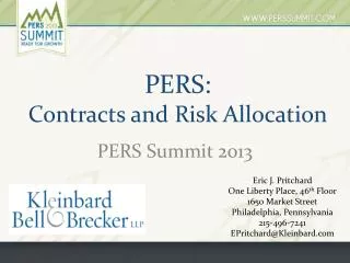 PERS : Contracts and Risk Allocation