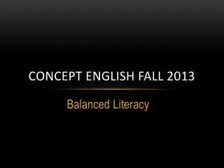 Concept English Fall 2013