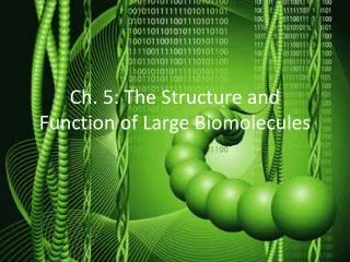 Ch. 5: The Structure and Function of Large Biomolecules