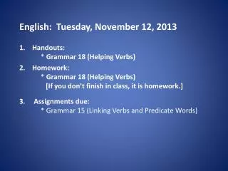 English: Tuesday, November 12, 2013
