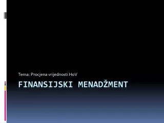 tema procjena vrijednosti hov