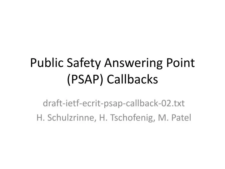 public safety answering point psap callbacks