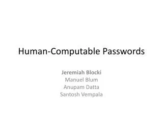 Human-Computable Passwords