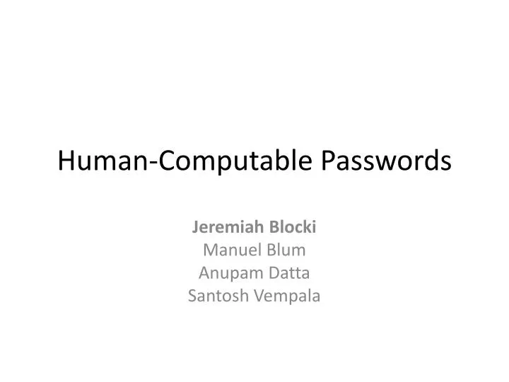 human computable passwords