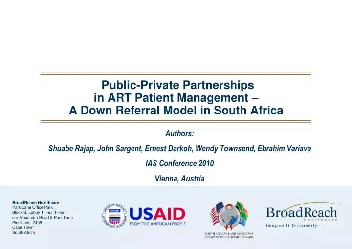 public private partnerships in art patient management a down referral model in south africa