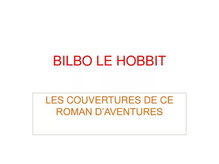 bilbo le hobbit
